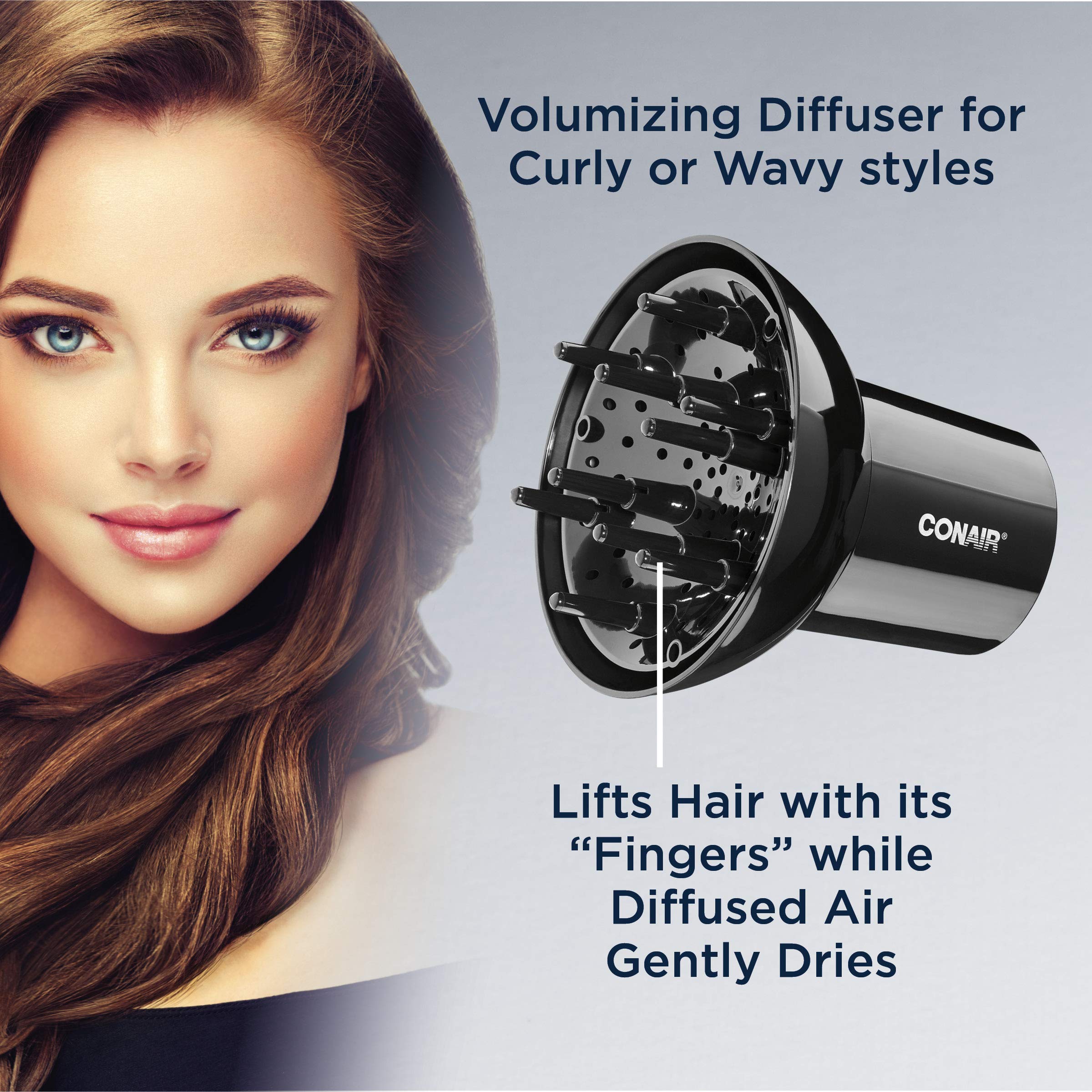Conair Volumizing Hair Diffuser, Adjustable Hair Dryer Attachment for Frizz-Free Curls to Fit Hair Dryer Nozzles from 1.8” to 2.3” Conair Volumizing Hair Diffuser, Adjustable Hair Dryer Attachment for Frizz-Free Curls to Fit Hair Dryer Nozzles from 1.8” to 2.3”